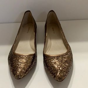 Leather Pointed Ballet Flats Glitter Gold Women’s Size 7.5